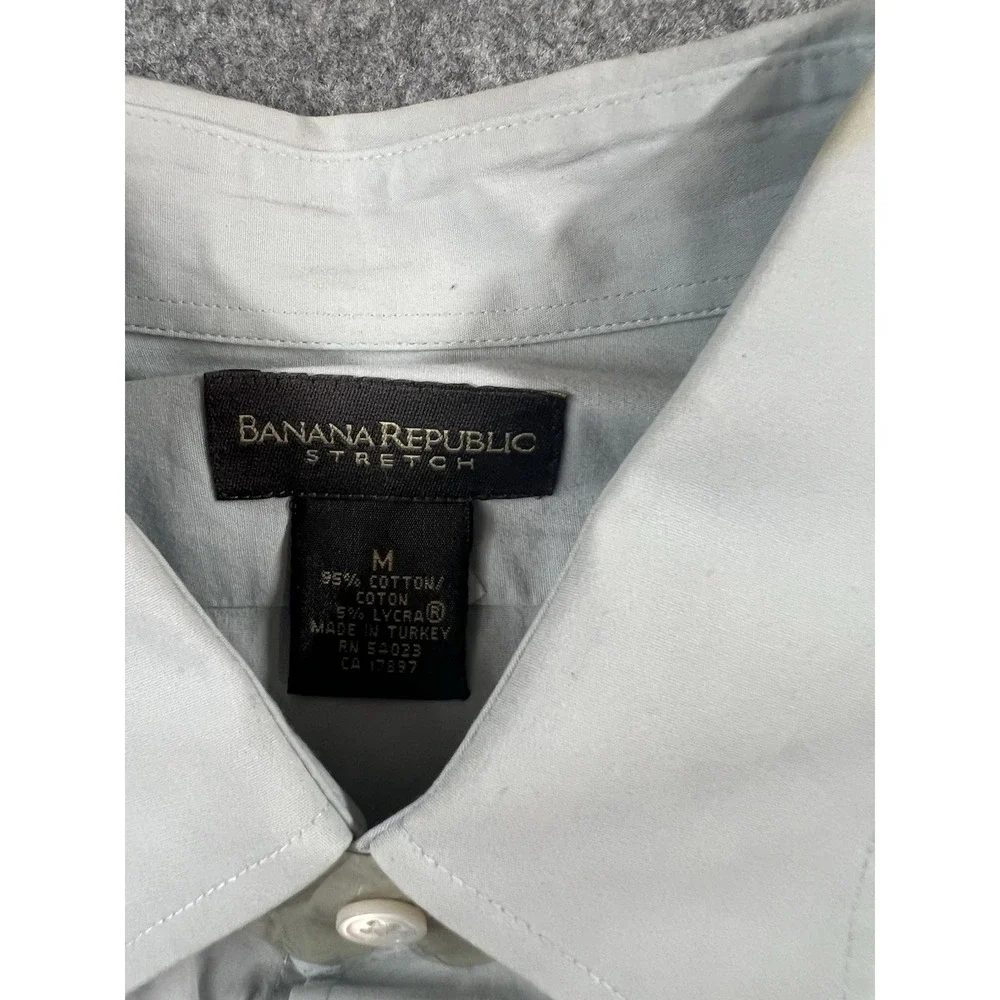 Banana Republic Mens Light Blue Cotton Stretch Slim Dress Shirt M 34/35